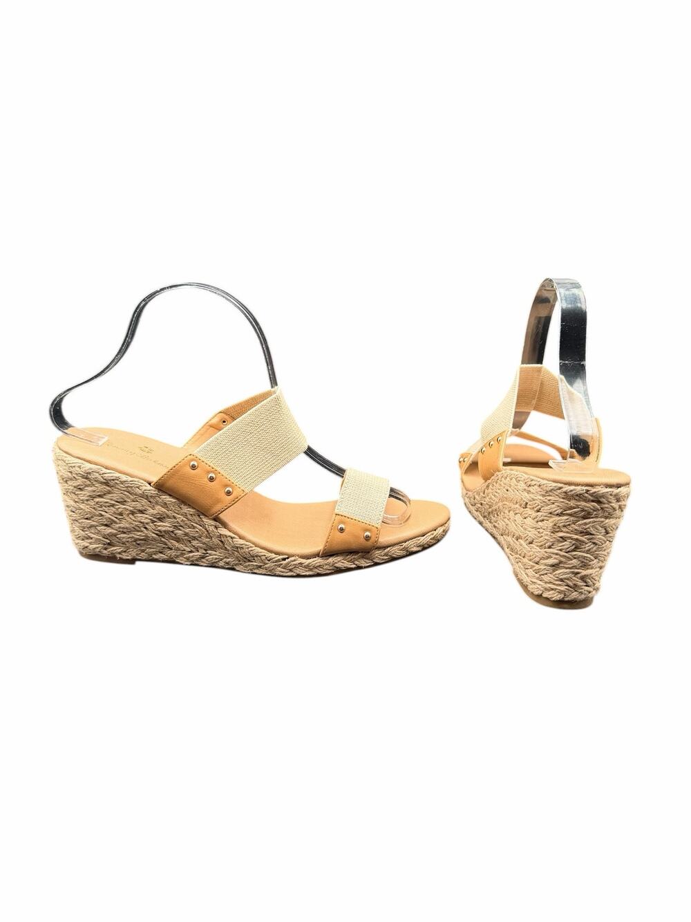 Tommy Bahama Espadrille Wedge Sandals Tan Elastic Strap Size 10
